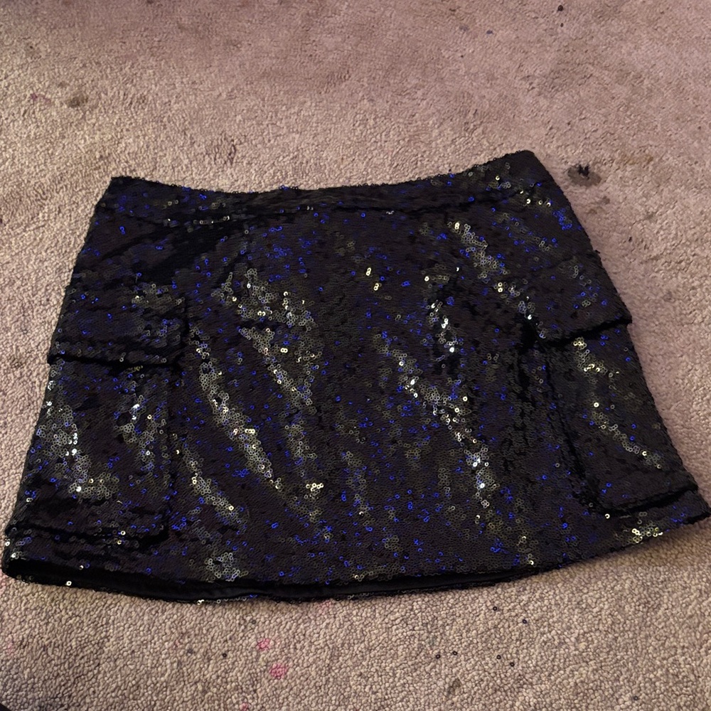 Black Sequin Mini Skirt